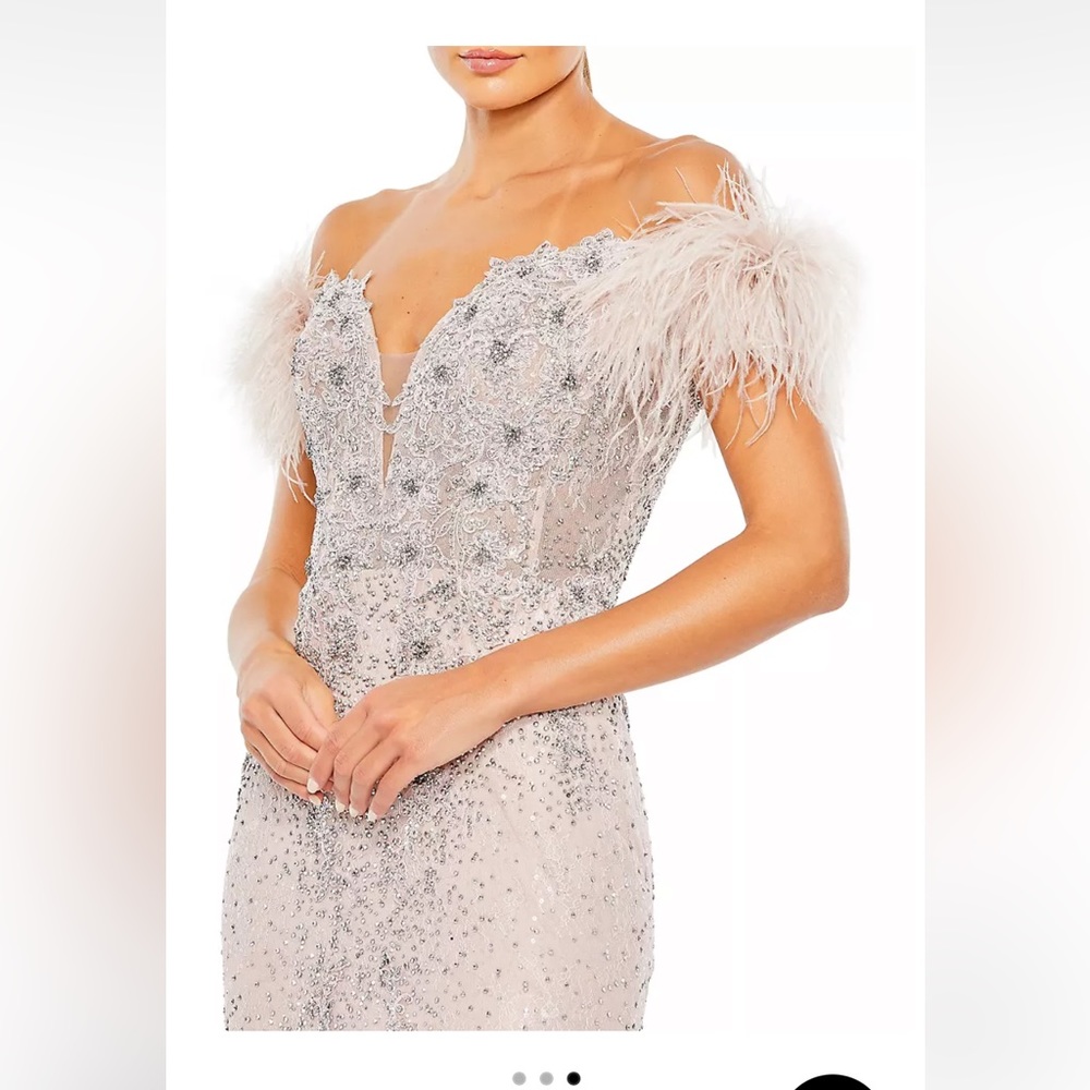 mac duggal feather dress